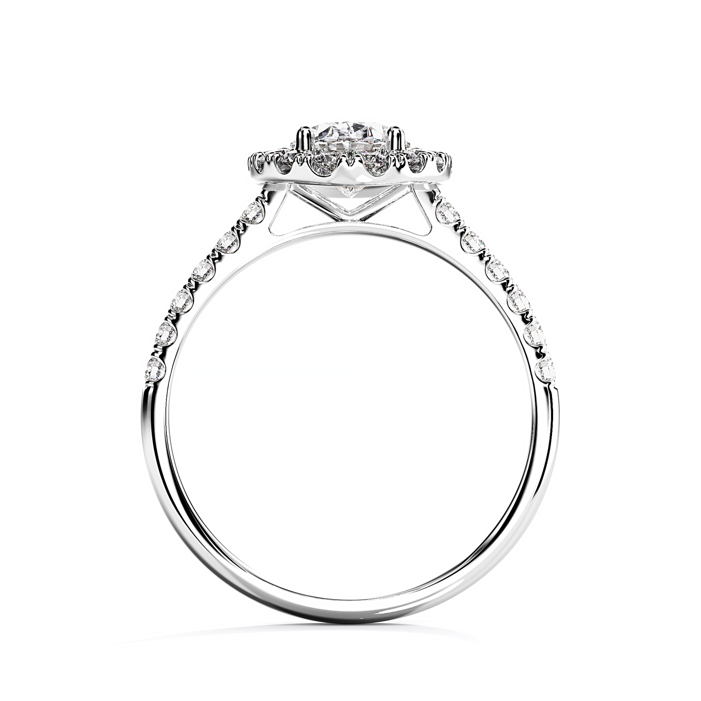 Ascona Oval Diamond Halo Ring