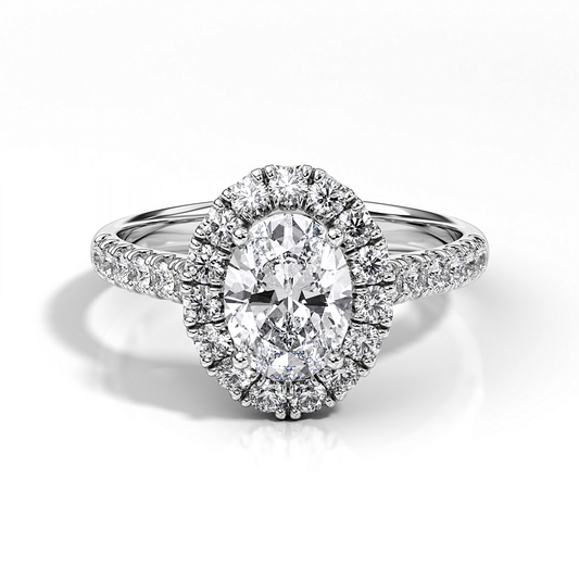 Ascona Oval Diamond Halo Ring