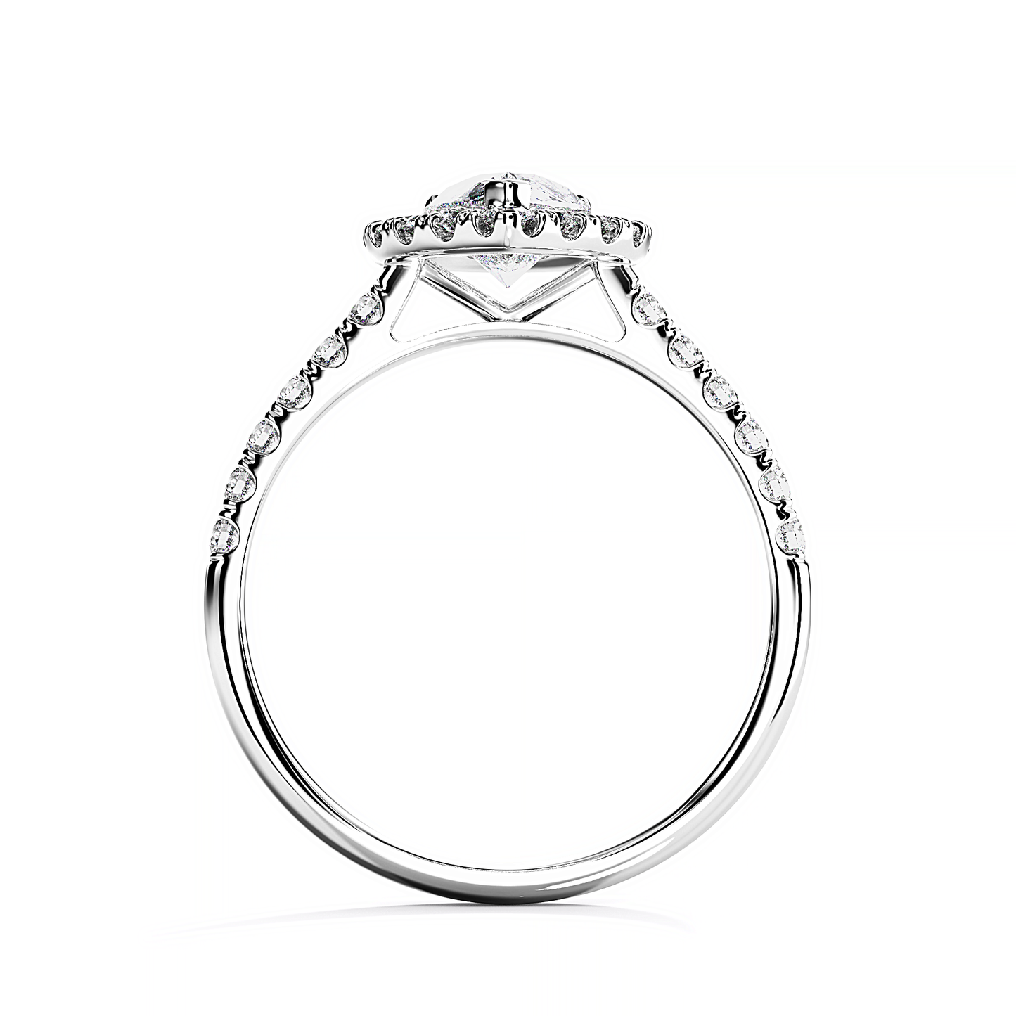 Ascona Pear Diamond Halo Ring