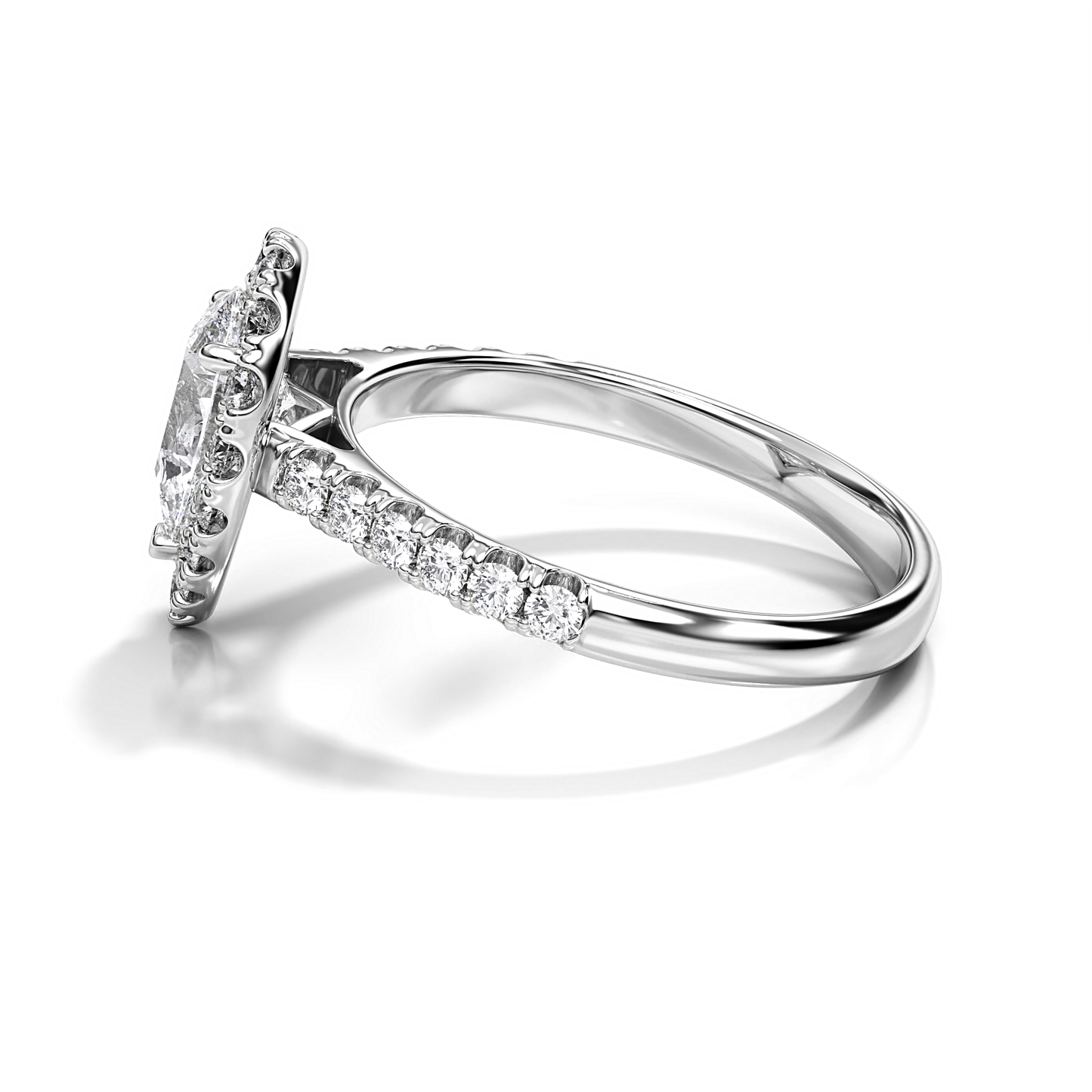 Ascona Pear Diamond Halo Ring