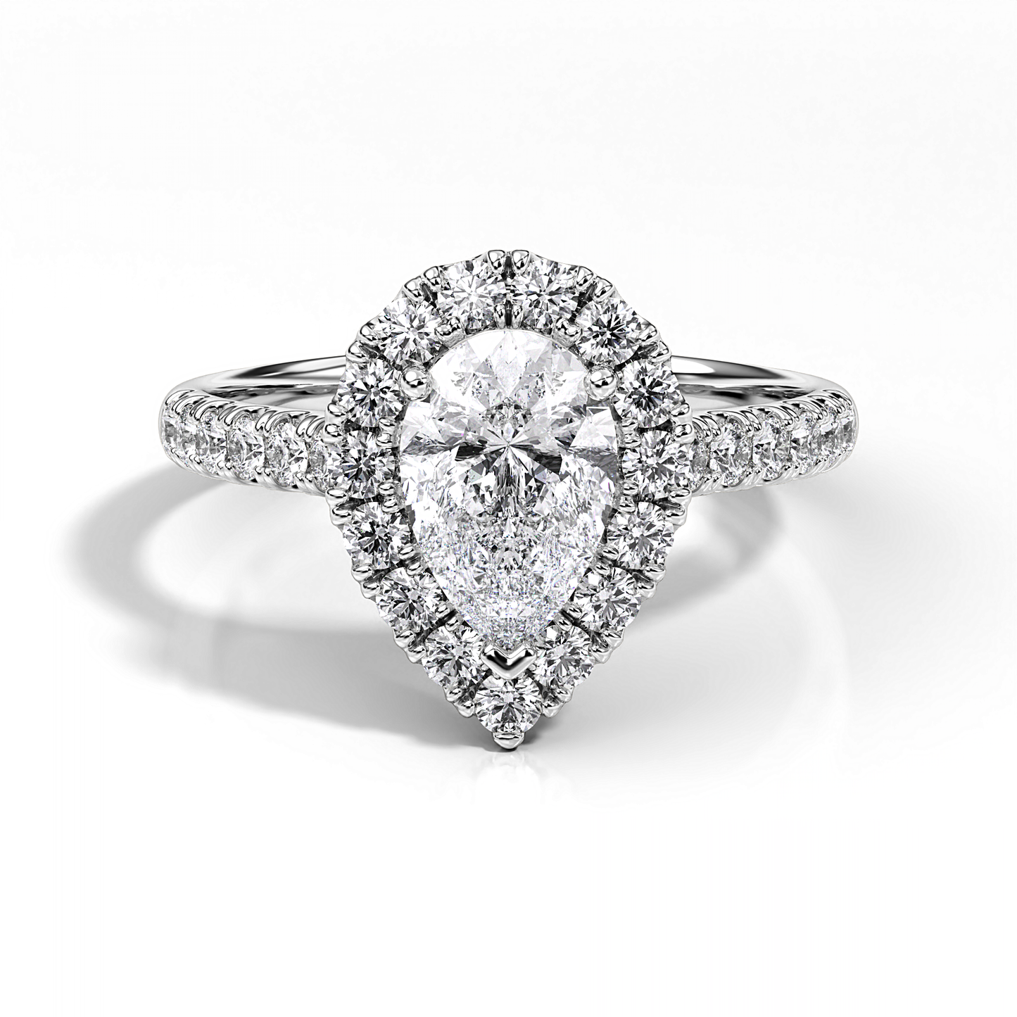 Ascona Pear Diamond Halo Ring