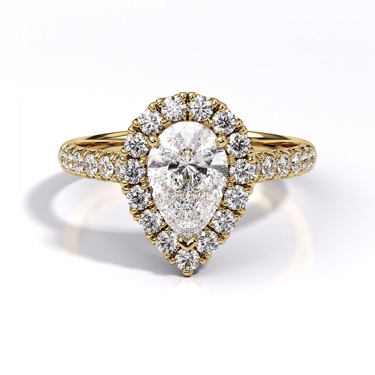 Ascona Pear Diamond Halo Ring